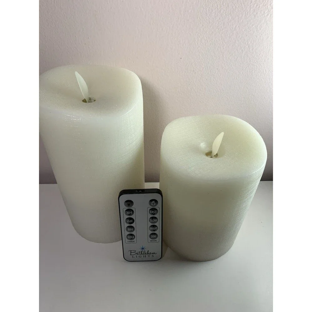 Bethlehem Lights Flameless Touch Candles With Remote 5” 6.5” Textured